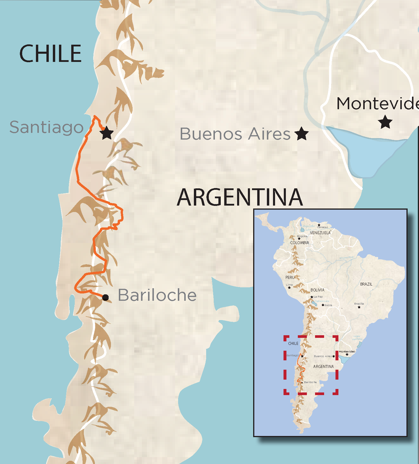 Che map for website Che Bike Tour map South America Chile