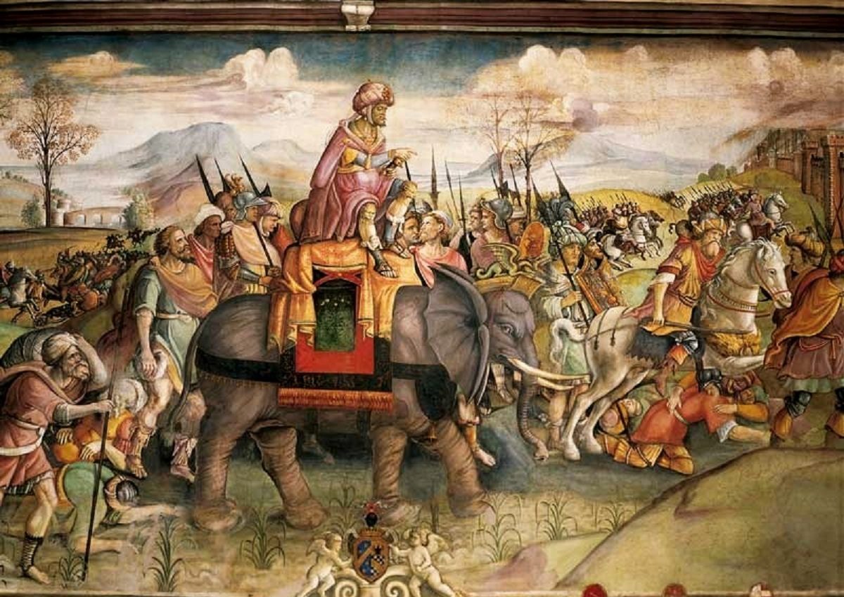 Hannibal riding into battle - Fresco, Capitoline Museum